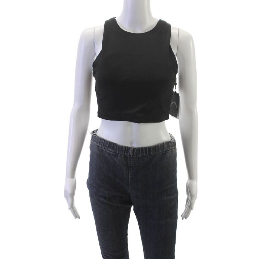 The Upside Womens Ribbed Samara Crop Tank Top Solid Black Size M